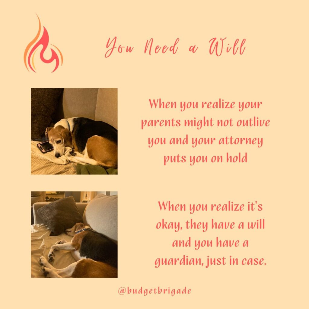 The Budget Beagle wants to make sure you know, whether you make an estate planning binder or not, YOU NEED A WILL.