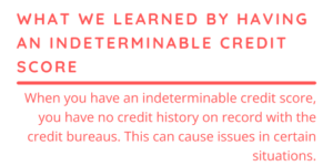 What We Accidentally Learned By Having an Indeterminable Credit Score