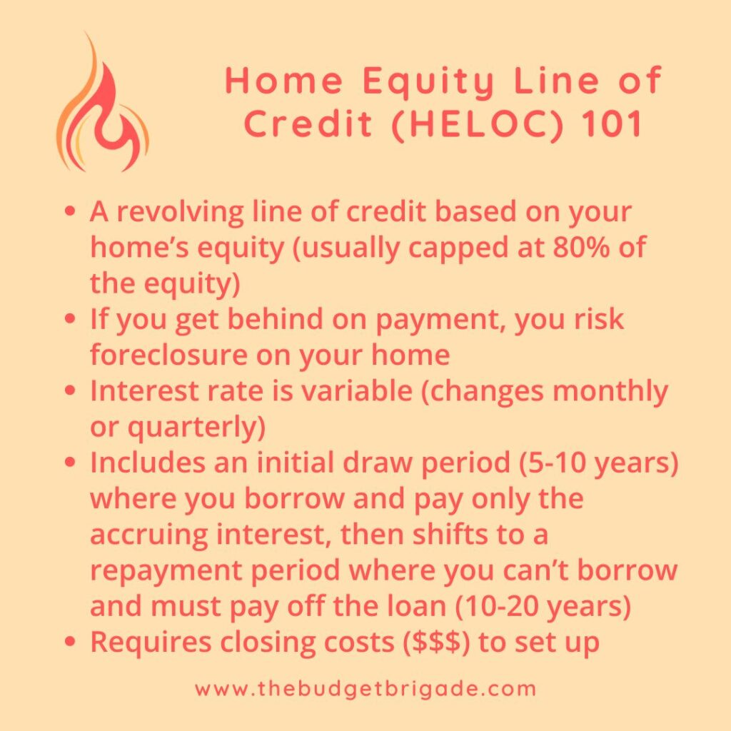 Key summary points on the popular debt method of a home equity line of credit (HELOC)