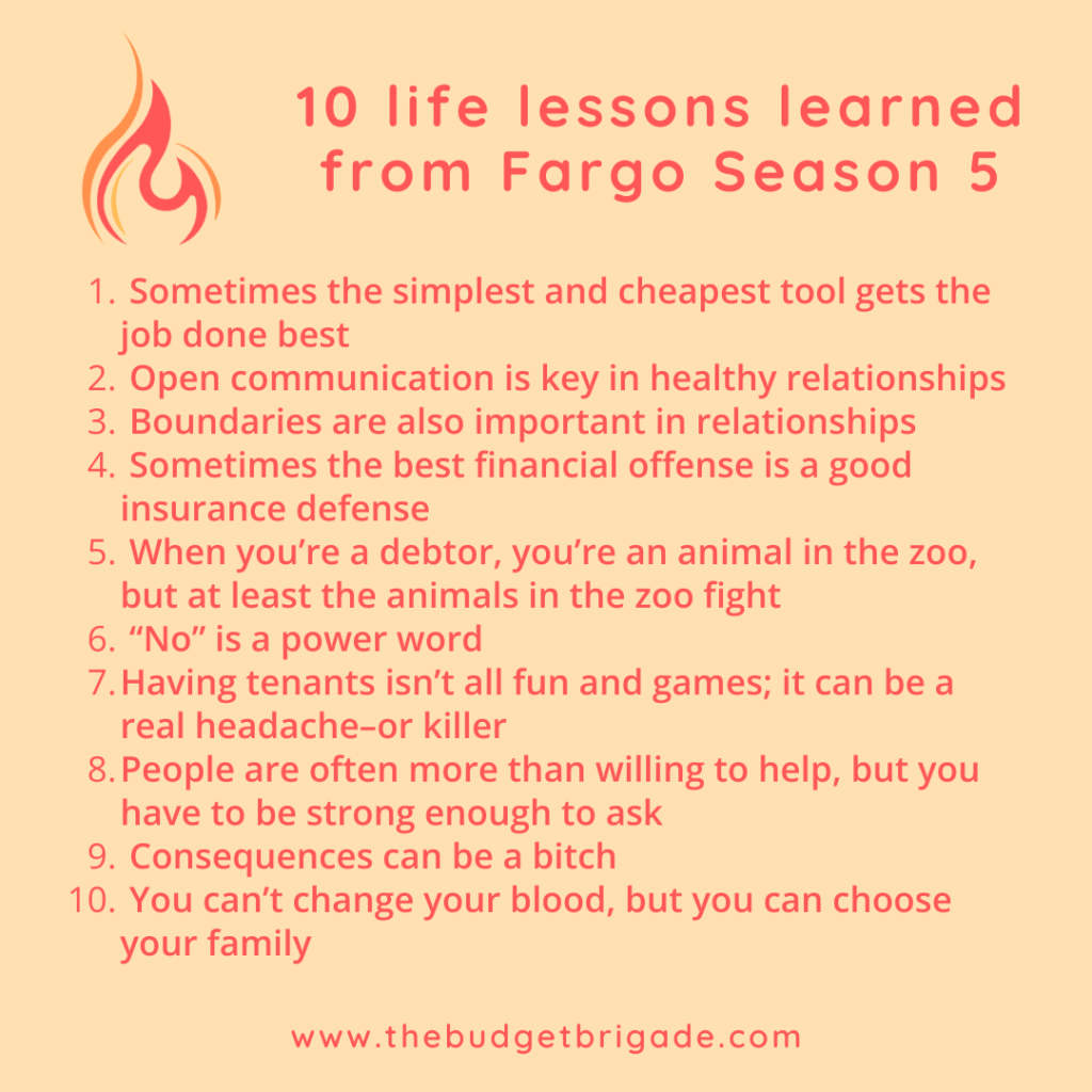 Summary of the 10 life lessons we learned from watching Fargo season five