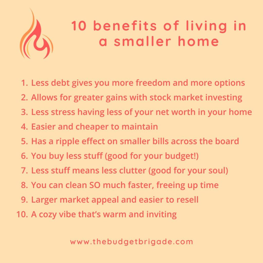 Summary of the 10 benefits of living in a smaller home