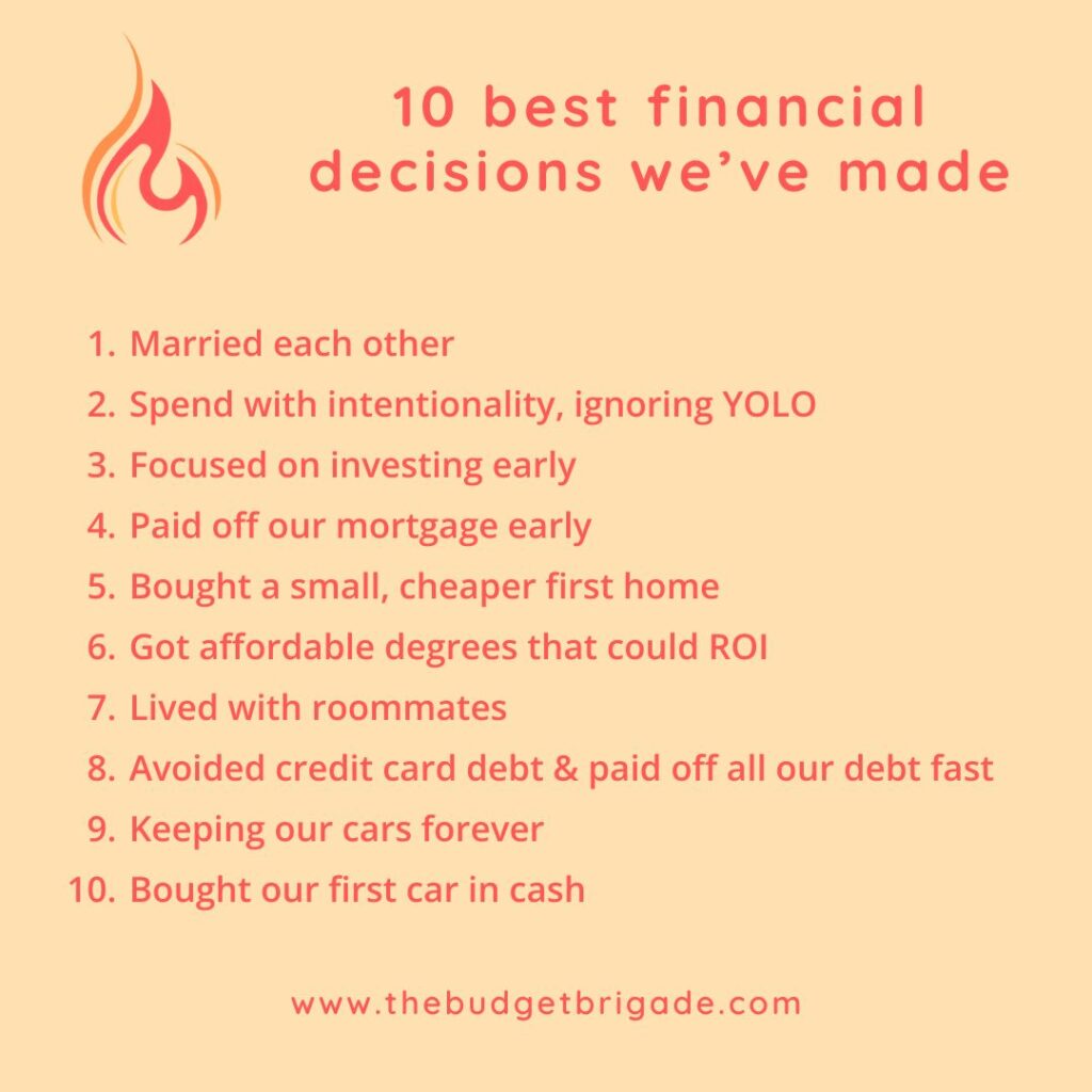 The 10 best financial decisions we've made on our path to financial freedom