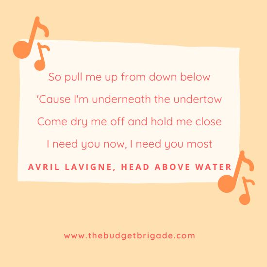 Lyrics to Avril Lavigne's Head Above Water