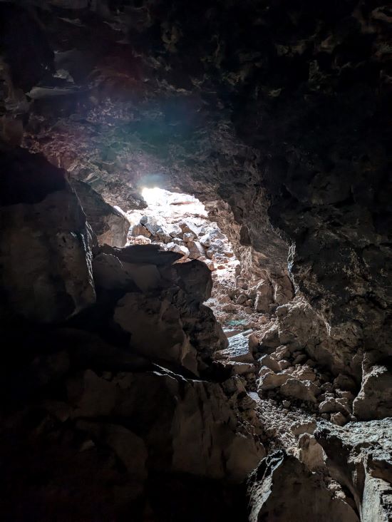 The view from inside a lava tube within Snow Canyon State Park.