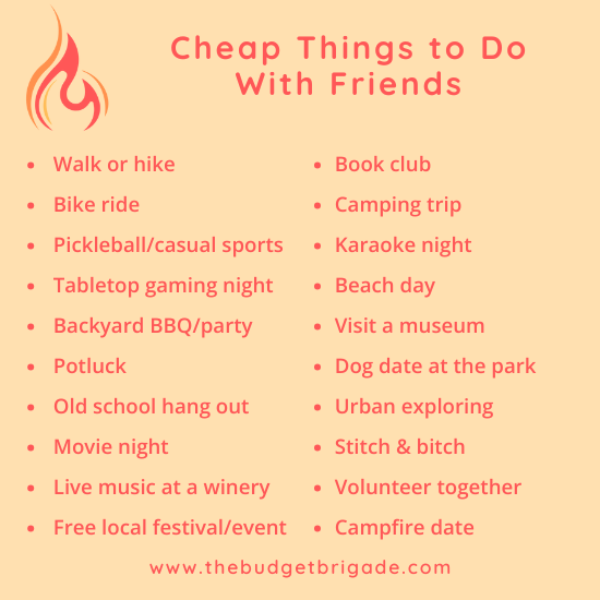 20 ideas for cheap things to do with friends when you're on a budget.